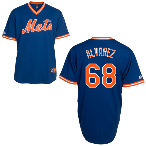 Dario alvarez #68 MLB Jersey-New York Mets Men's Authentic Alternate Cooperstown Blue Baseball Jersey